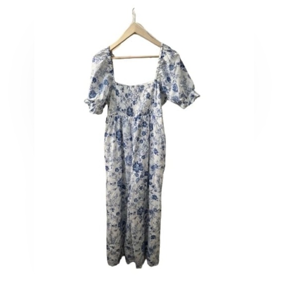 Blue and White Floral Jumpsuit - Picture 2 of 5